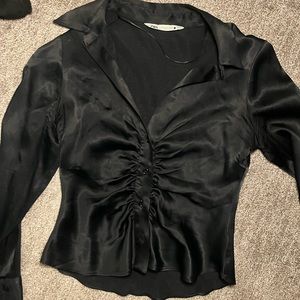 Zara black silk sexy dress shirt